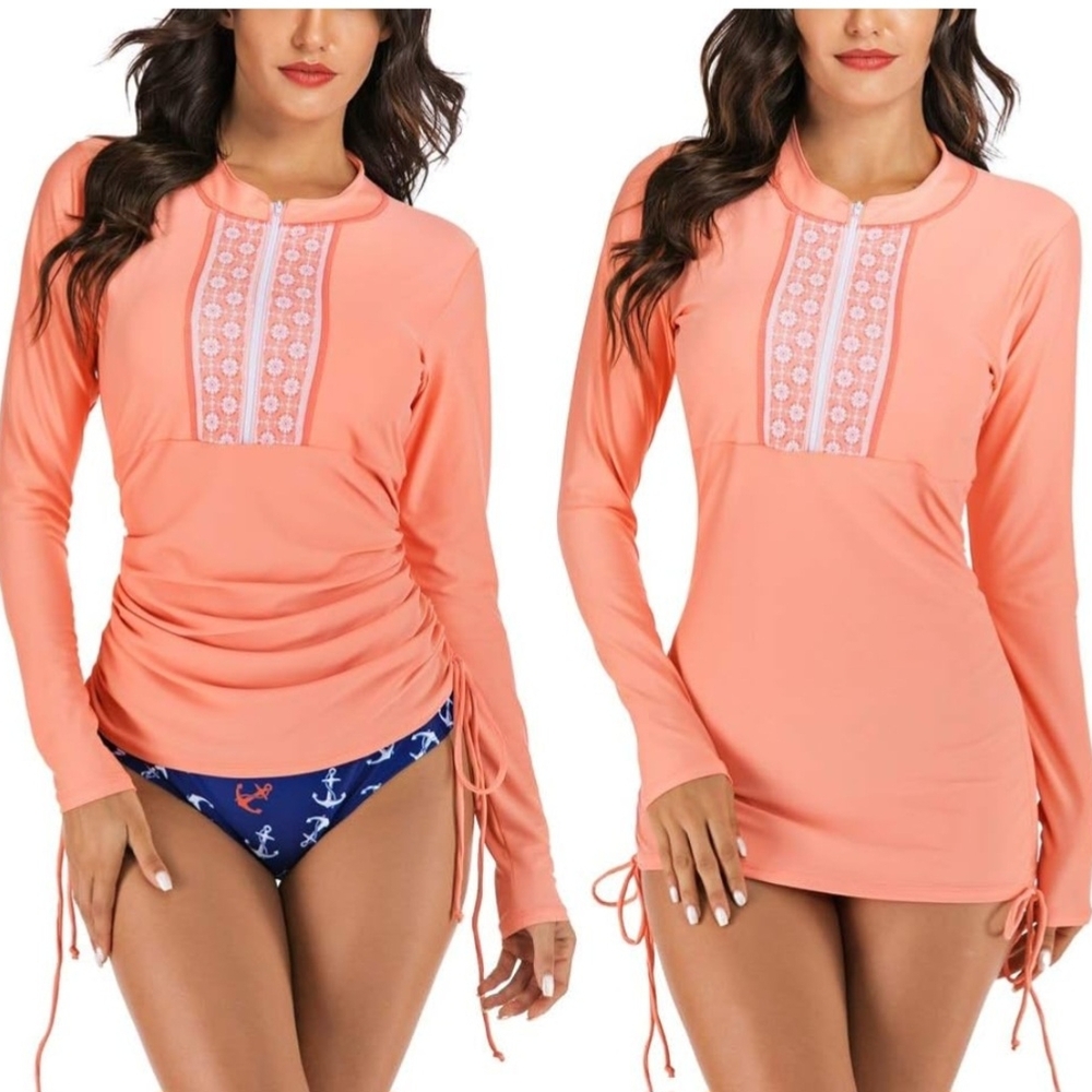 Coral Long Sleeve Swim Coverup
